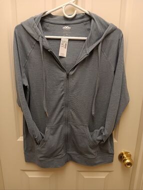 Maurices Heather Blue Oversized Active Zip-up Hoodie